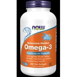 NOW Omega-3, molekulárně destilované, 200 rybích kapslí