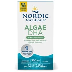 Nordic Naturals Algae DHA, olej z mořských řas, 60 softgel kapslí