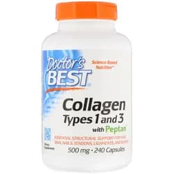Doctor’s Best Kolagen, Typ I & III + peptan, 500 mg, 240 kapslí