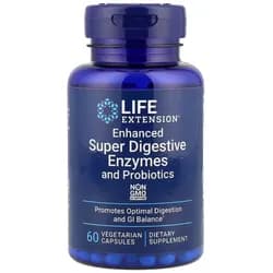 Life Extension Enhanced Super Digestive Enzymes & Probiotics, trávicí enzymy a probiotika, 60 vegetariánských kapslí