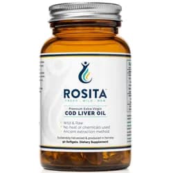 Rosita Extra Virgin Cod Liver Oil, Extra panenský olej z tresčích jater, 90 softgel kapslí