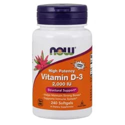 NOW Vitamin D3, 2000 IU, 240 softgel kapslí