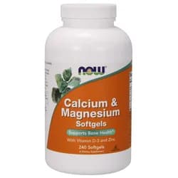 NOW Calcium & Magnesium, with Vitamin D-3 and Zinc, Vápník + Hořčík + Vitamín D3 a Zinek, 240 softgelových kapslí