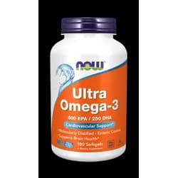 NOW Ultra omega-3, 250 DHA/500 EPA, 180 softgelových kapslí