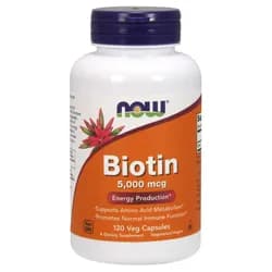NOW Biotin, 5000 ug, 120 rostlinných kapslí