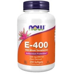 NOW Vitamin E 400 IU s tokoferoly, 250 softgelových kapslí