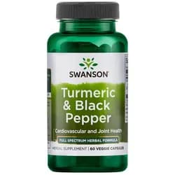 Swanson Turmeric & Black Pepper (Kurkuma a černý pepř), 60 rostlinných kapslí